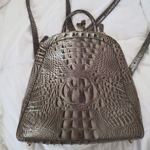 Brahmin back pack bag purse taupe brown grey greenish